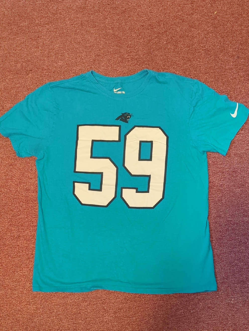 Carolina Panthers Luke Kuechly Nike Tee-shirt Jersey Men's Size Large